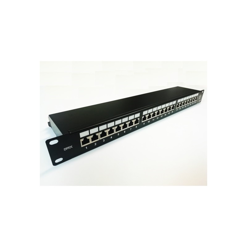 Patch panel 24p.Cat6A STP 1U osazený černý