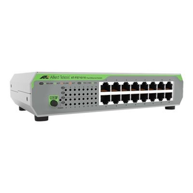 Allied Telesis CentreCOM AT-FS710/16 - Přepínač - neřízený - 16 x 10/100 - desktop, Lze montovat do rozvaděče