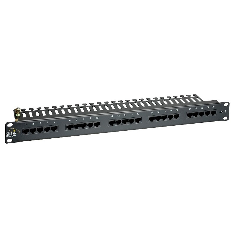 19" ISDN panel Solarix 25 x RJ45 černý 1U SX25-ISDN-BK