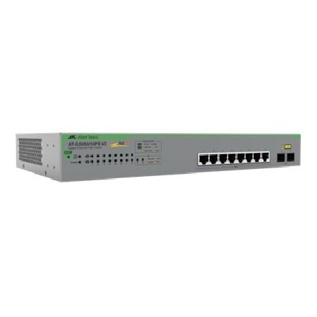 Allied Telesis AT GS950/10PS V2 - Přepínač - inteligentní - 8 x 10/100/1000 (PoE+) + 2 x 1000Base-X - proudění vzduchu ze