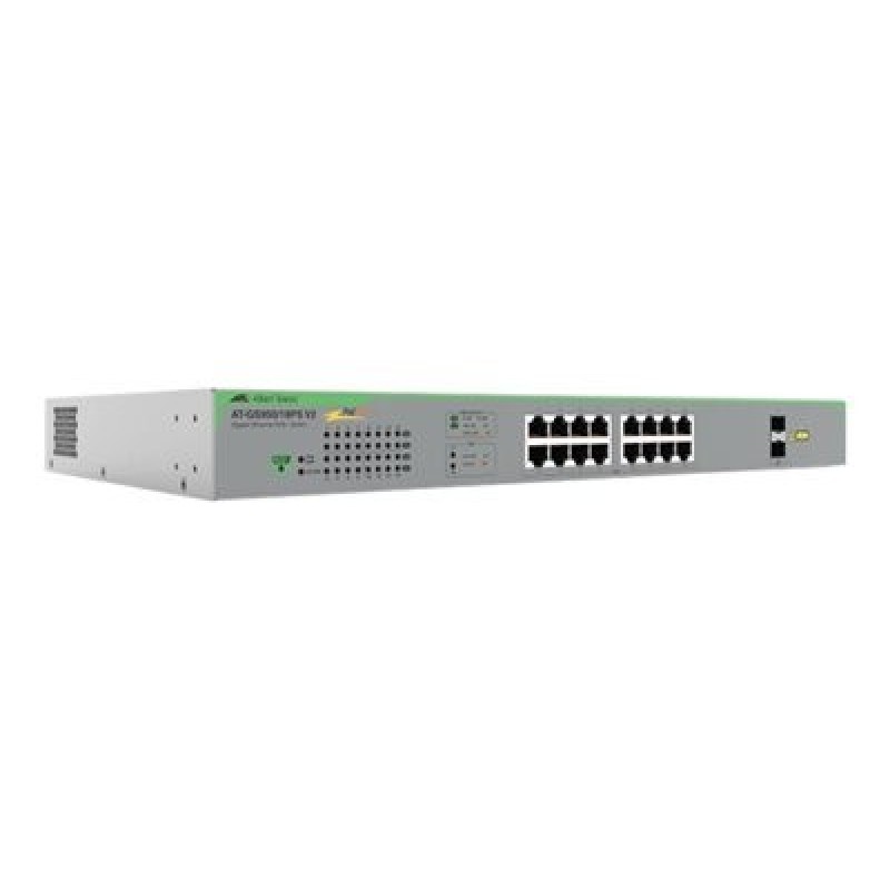 Allied Telesis AT GS950/18PS V2 - Přepínač - inteligentní - 16 x 10/100/1000 (PoE+) + 2 x 1000Base-X - proudění vzduchu ze