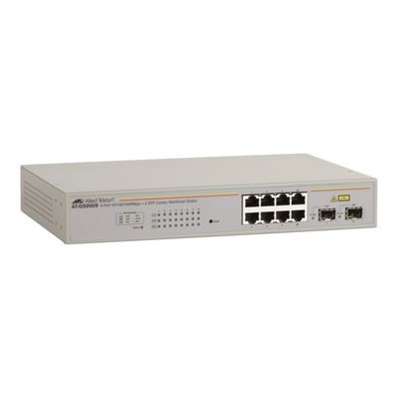 Allied Telesis AT GS950/8 WebSmart Switch - Přepínač - řízený - 8 x 10/100/1000 + 2 x sdílený SFP - desktop