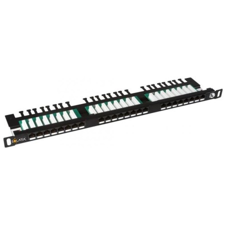 19" patch panel Solarix 24xRJ45 CAT5E UTP s vyvazovací lištou černý 0,5U SX24HD-5E-UTP-BK