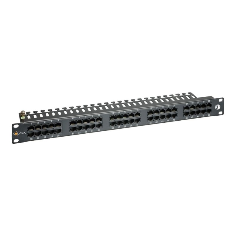 19" ISDN panel Solarix 50 x RJ45 černý 1U SX50-ISDN-BK