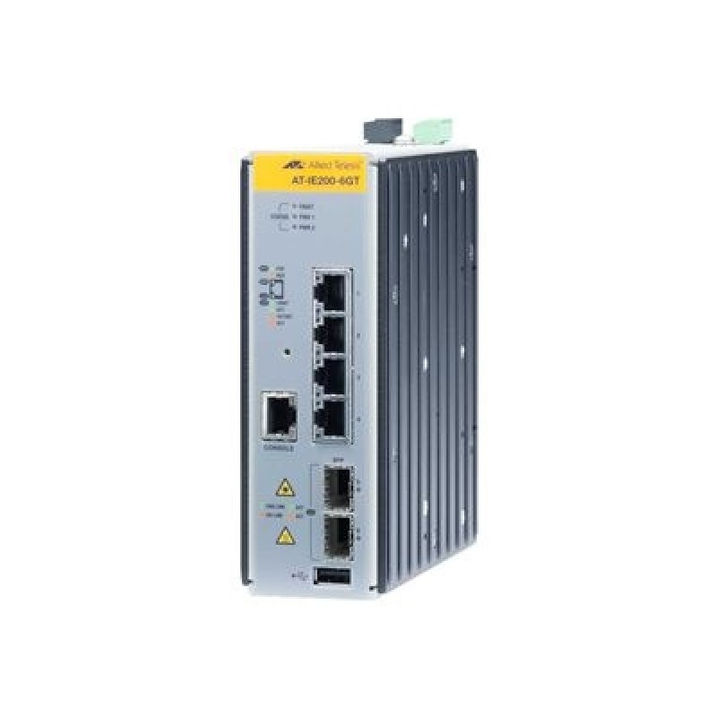 Allied Telesis AT IE200-6GT - Přepínač - řízený - 4 x 10/100/1000 + 2 x gigabitů SFP - lze montovat na konzolu DIN, pro