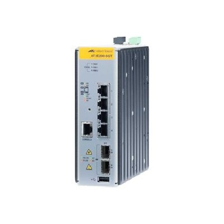 Allied Telesis AT IE200-6GT - Přepínač - řízený - 4 x 10/100/1000 + 2 x gigabitů SFP - lze montovat na konzolu DIN, pro