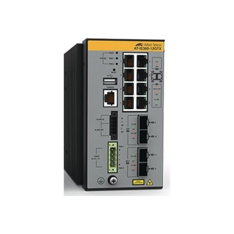Allied Telesis AT IE360-12GTX - Prepínac - prumyslový - L3 - rízený - 8 x 10/100/1000 + 2 x gigabitu SFP + 2 x 1… ATIE36012GTX80