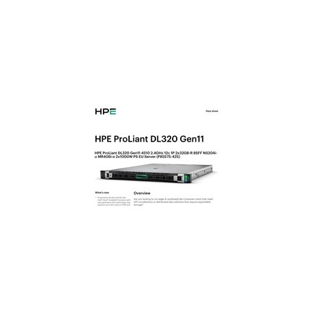 HPE PL DL320g11 4510 (2.4/12C) 2x32G (p64706) NS204(2x480) MR408i-o 8SFF 2x1000W 2p1G Smart Choice