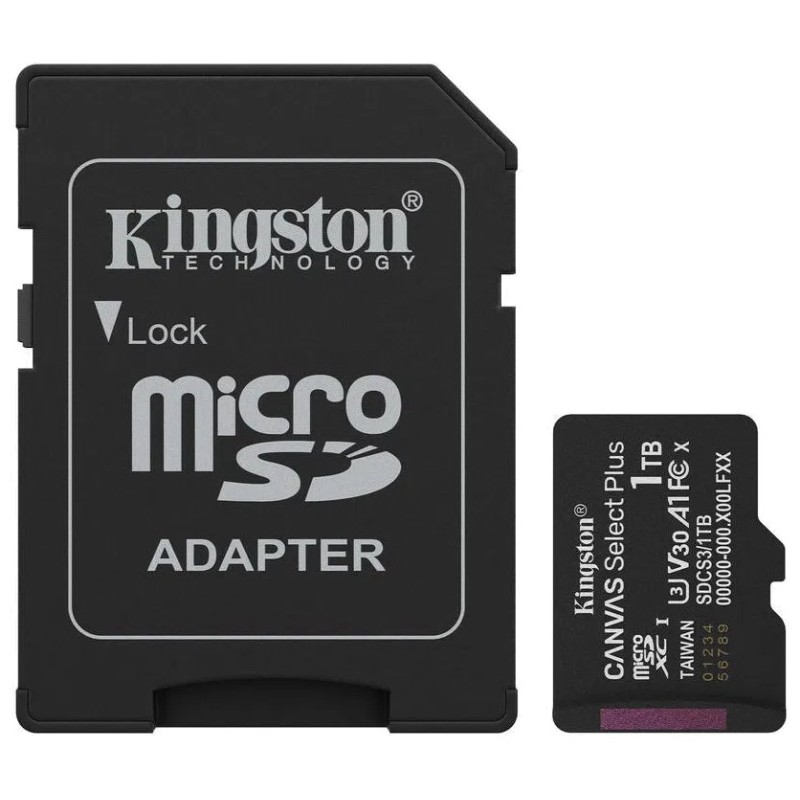 Kingston MicroSDXC karta 1TB Canvas Select Plus, U3, V30, A1, SD Adaptér