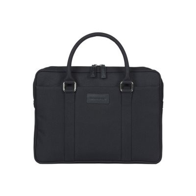 dbramante1928 Stelvio Slim Laptop Bag PURE - Brašna na notebook - 14" - černá, kování s povrchovou úpravou stříbra