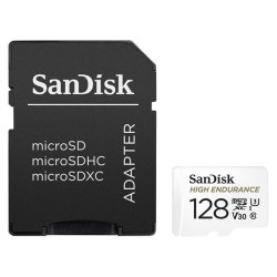 SanDisk MicroSDHC karta 128GB High Endurance (R:100/W:40 MB/s, Class 10, U3 V30) + adaptér
