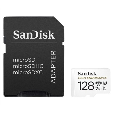 SanDisk MicroSDHC karta 128GB High Endurance (R:100/W:40 MB/s, Class 10, U3 V30) + adaptér