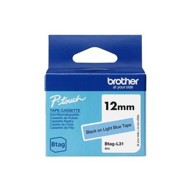 Brother Black ON Light Blue 12MM 4M/Unlaminated