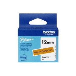 Brother BTAG-T31 - Černá na oranžové - Role (1,2 cm x 4 m) 1 kazeta/y závěsný box - páska nálepek