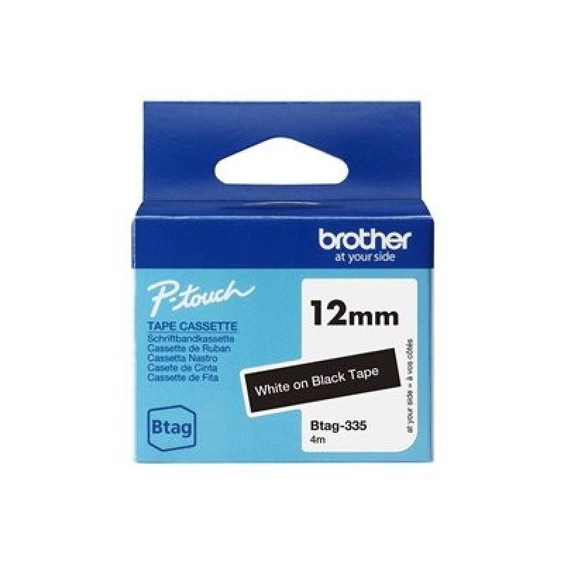 Brother White ON Black 12MM 4M/Unlaminated