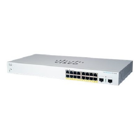 Cisco Business 220 Series CBS220-16P-2G - Prepínac - inteligentní - 16 x 10/100/1000 (PoE+) + 2 x Gigabit SFP (uplink) - Lze