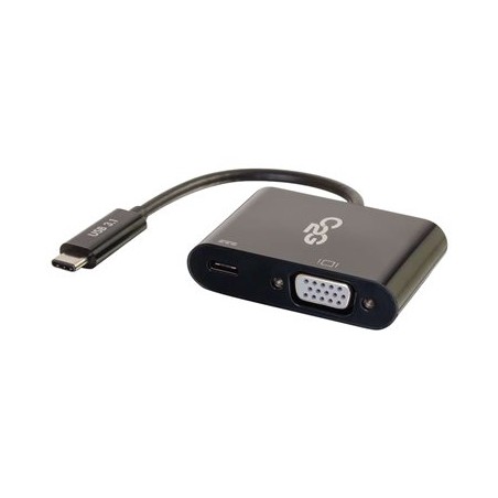 C2G USB C to VGA Adapter with Power Delivery - Externí video adaptér - USB-C - VGA - černá