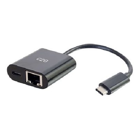 C2G USB C to Ethernet Adapter with Power Delivery - Síťový adaptér - USB-C - Gigabit Ethernet x 1 - černá