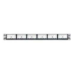 Panduit MINI-COM Modular Faceplate Patch Panels - Propojovací panel - černá - 1U - 19" - 24 porty CPPL24WBLY