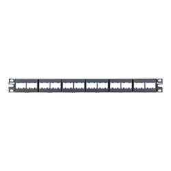 Panduit MINI-COM Modular Faceplate Patch Panels - Propojovací panel - černá - 1U - 19" - 24 porty CPP24WBLY