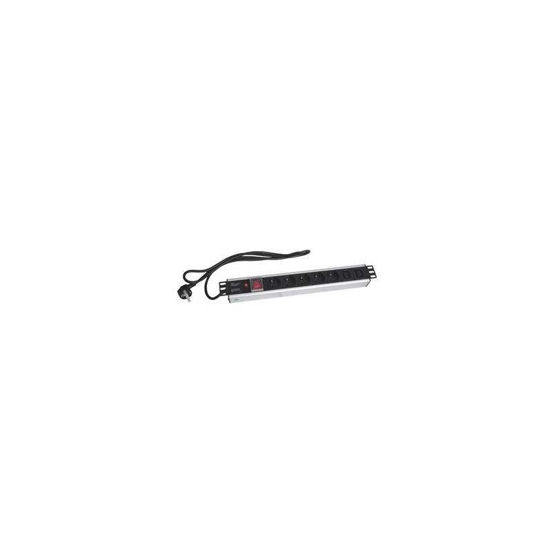 19" napájecí panel OC 5x230V+2xIEC 2m PPO SW Black