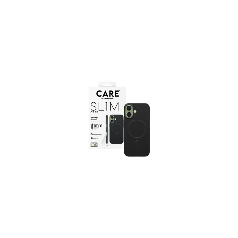 CARE by PanzerGlass SL1M - Zadní kryt pro mobilní telefon - kompatibilita s MagSafe - polykarbonát (PC) - cerná - pro Apple
