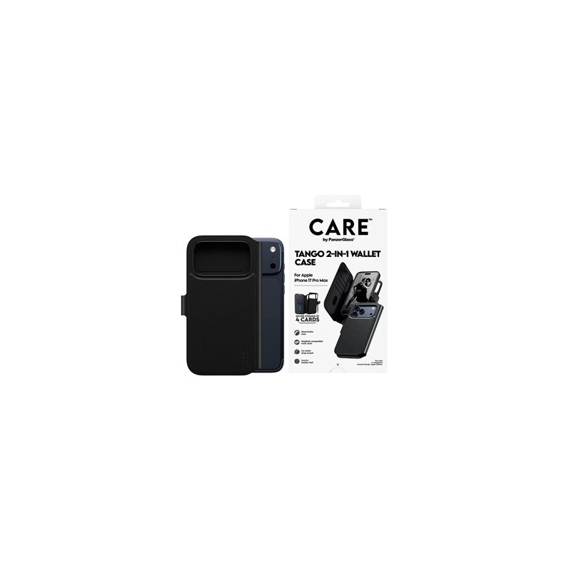 CARE by PanzerGlass Tango - Pouzdro s klopou pro mobilní telefon - kompatibilita s MagSafe - veganská kuže - cerná