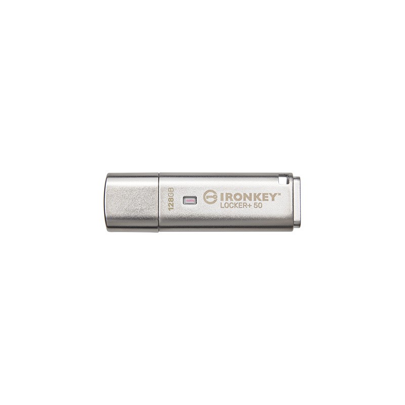 Kingston IronKey Locker+ 50/128GB/USB 3.1/USB-A/Stříbrná