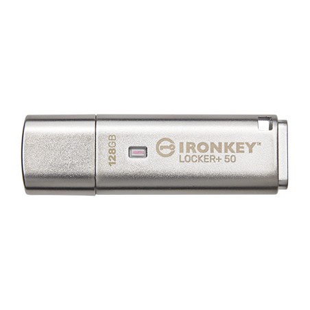 Kingston IronKey Locker+ 50/128GB/USB 3.1/USB-A/Stříbrná
