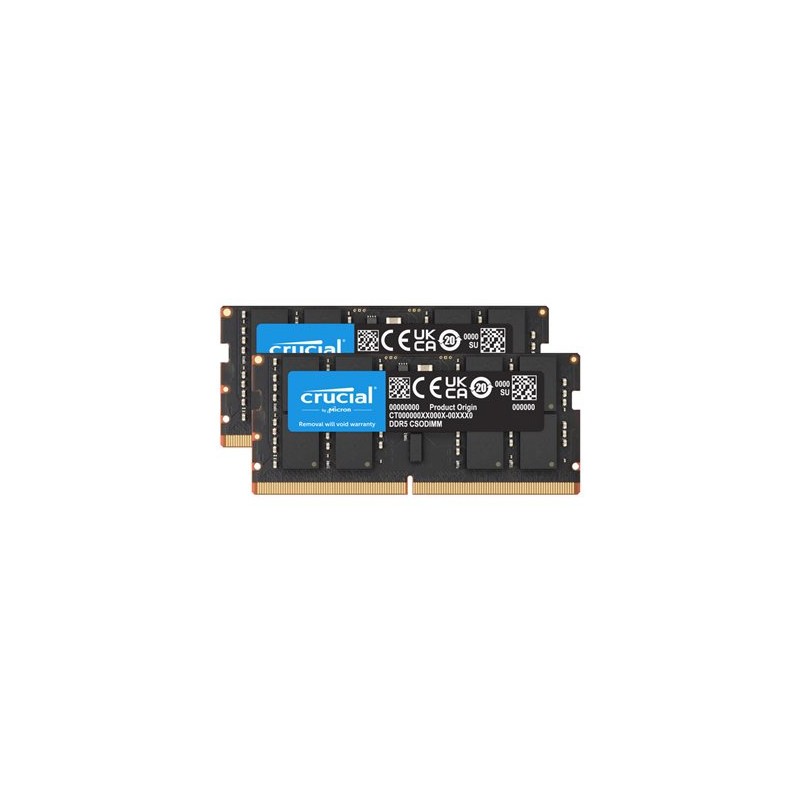 Crucial - DDR5 - sada - 64 GB: 2 x 32 GB - SO-DIMM 262 pinu - 3200 MHz / PC5-51200 - CL52 - 1.1 V - nastaveno n… CT2K16G64C52CS5