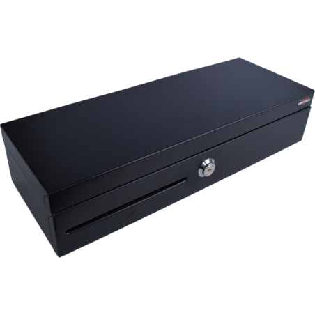 Virtuos pokladní zásuvka FT-460C Flip top, s víkem, 9-24V, černá - s kabelem