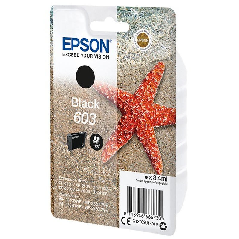 Epson 603 - 3.4 ml - černá - originální - blistr s RF / akustickým alarmem - inkoustová cartridge - pro Expression Home