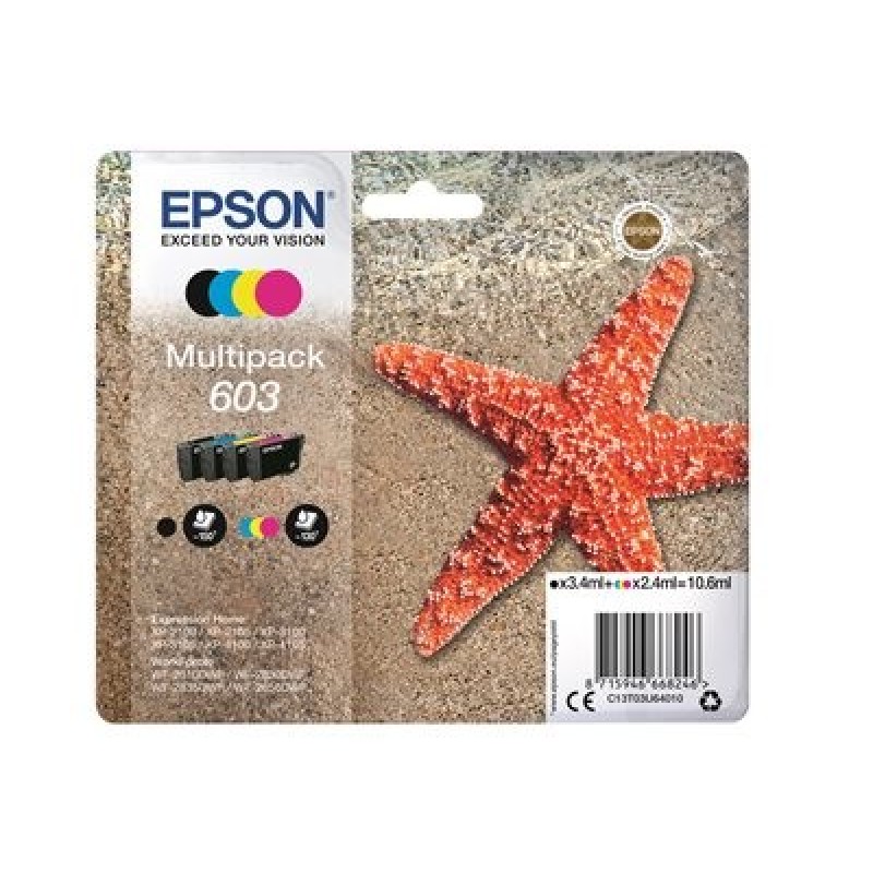 Epson 603 Multipack - 4-balení - černá, žlutá, azurová, purpurová - originální - blistr s RF / akustickým alarmem - inkoustová