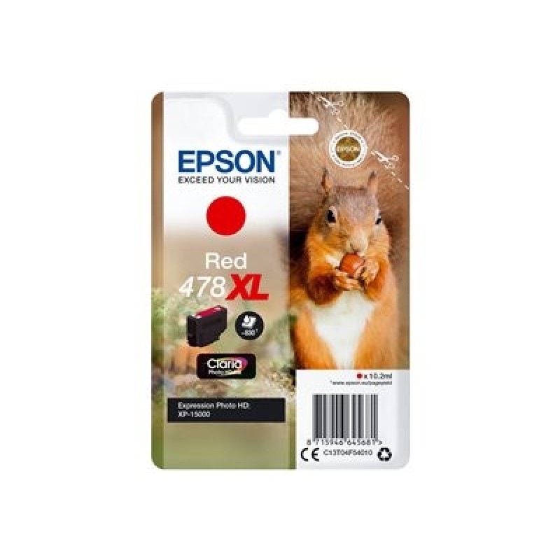 Epson 478XL - 10.2 ml - Vysoká kapacita - červená - originální - inkoustová cartridge - pro Expression Photo XP-8500