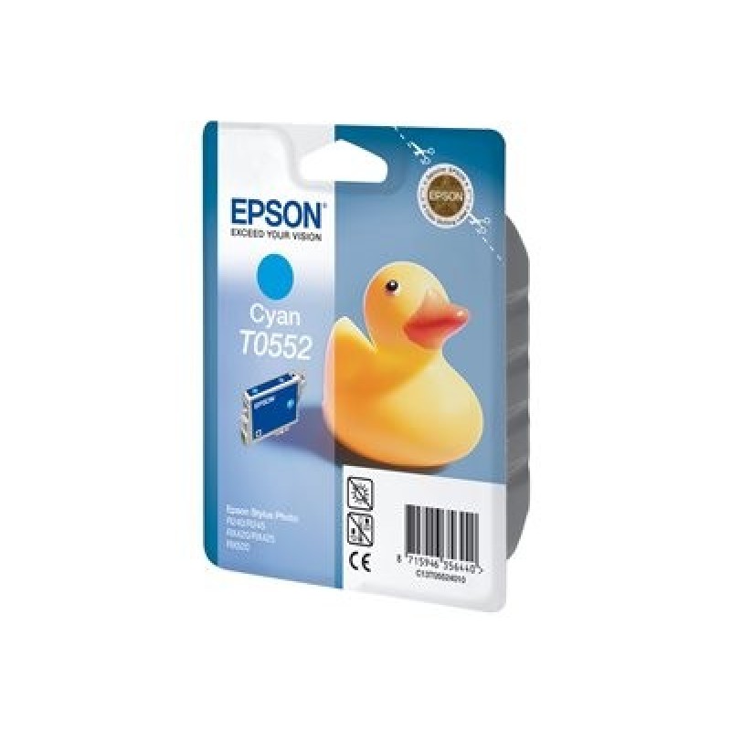 Epson T0552 - 8 ml - azurová - originální - blistr s RF / akustickým alarmem - inkoustová cartridge - pro Stylus Photo R240