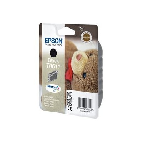 Epson T0611 - 8 ml - černá - originální - blistr s RF / akustickým alarmem - inkoustová cartridge - pro Stylus D68, D88