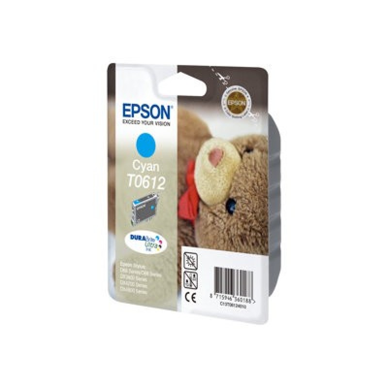 Epson T0612 - 8 ml - azurová - originální - blistr s RF / akustickým alarmem - inkoustová cartridge - pro Stylus D68, D88