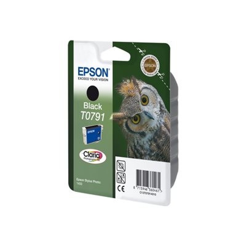 Epson T0791 - 11 ml - černá - originální - blistr s RF / akustickým alarmem - inkoustová cartridge - pro Stylus Photo 1500