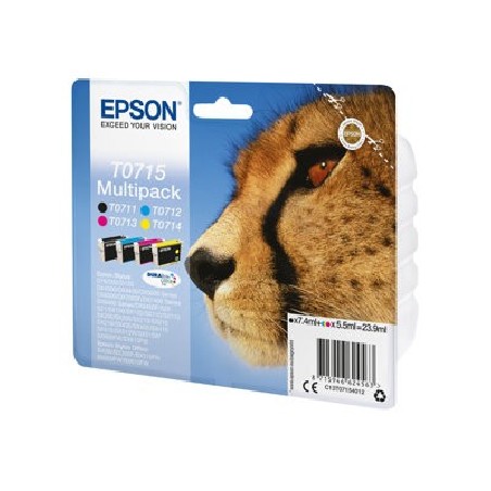 Epson T0715 Multipack - 4-balení - 23.9 ml - černá, žlutá, azurová, purpurová - originální - blistr s RF / akustickým alarmem