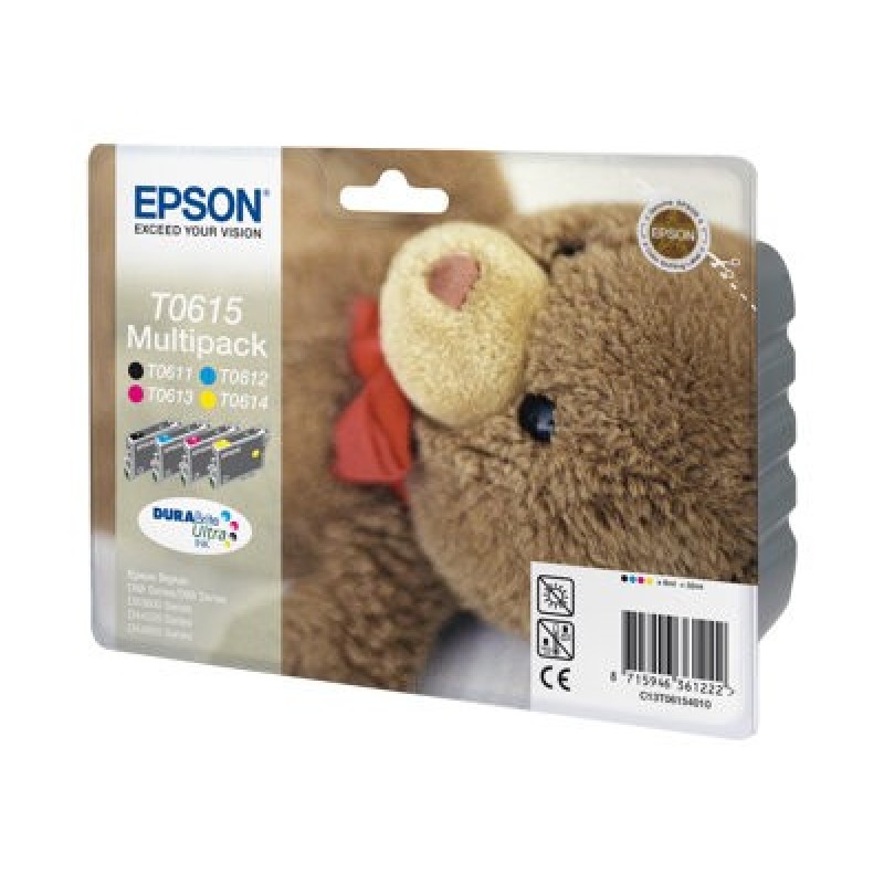 Epson Multipack T0615 - 4-balení - 32 ml - černá, žlutá, azurová, purpurová - originální - blistr s RF / akustickým alarmem