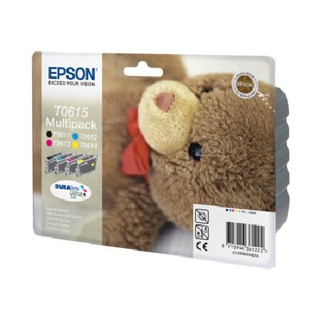 Epson Multipack T0615 - 4-balení - 32 ml - černá, žlutá, azurová, purpurová - originální - blistr s RF / akustickým alarmem