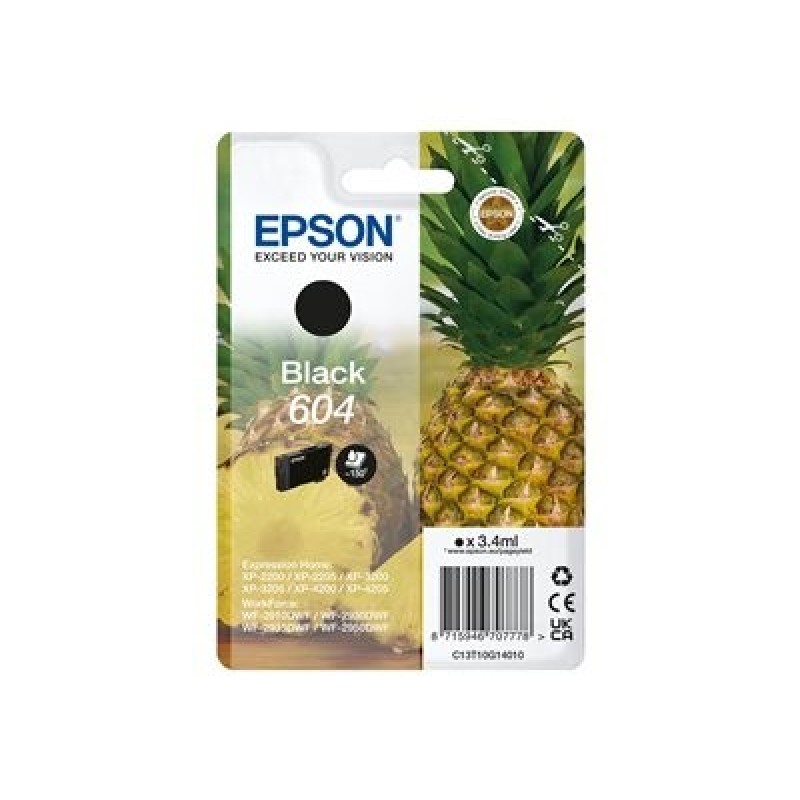 Epson 604 - 3.4 ml - černá - originální - blistr s RF / akustickým alarmem - inkoustová cartridge - pro Expression Home