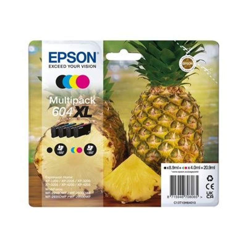 Epson 604XL Multipack - 4-balení - XL - černá, žlutá, azurová, purpurová - originální - blistr s RF / akustickým alarmem