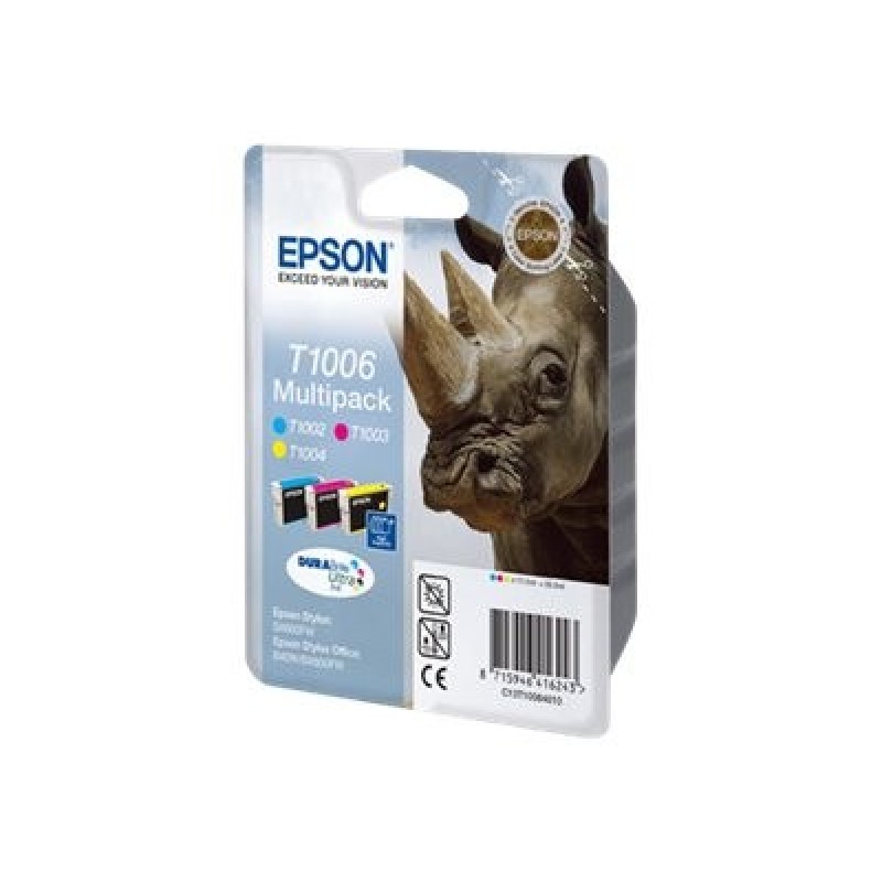 Epson T1006 Multipack - 3-balení - 33.3 ml - žlutá, azurová, purpurová - originální - blistr s RF / akustickým alarmem