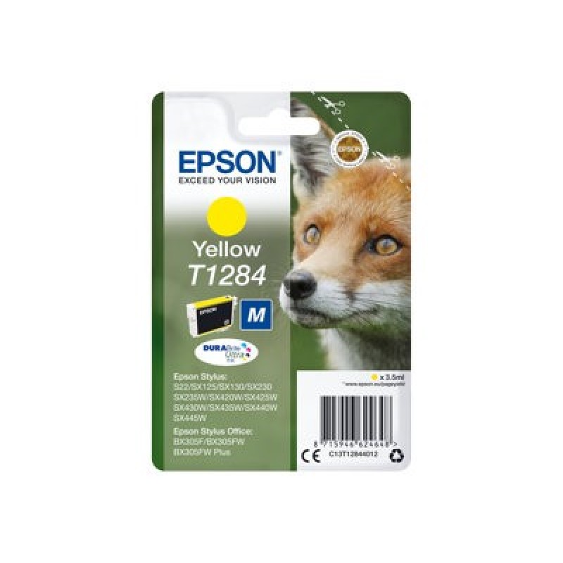 Epson T1284 - Velikost M - žlutá - originální - blistr s RF / akustickým alarmem - inkoustová cartridge - pro Stylus S22