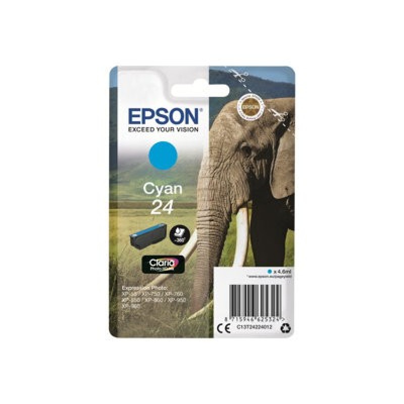Epson 24 - 4.6 ml - azurová - originální - blistr s RF alarmem - inkoustová cartridge - pro Expression Photo XP-55, 750, 760