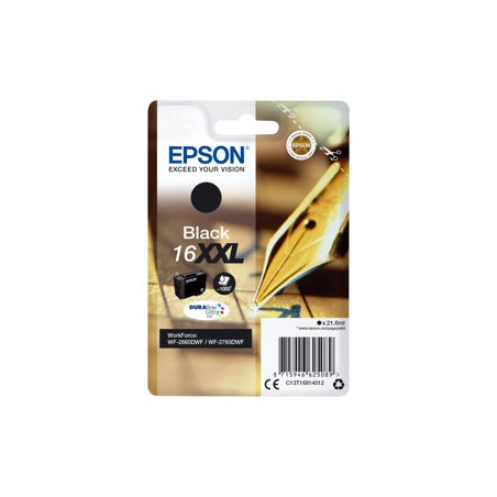 Epson 16XXL - 21.6 ml - XL - černá - originální - blistr - inkoustová cartridge - pro WorkForce WF-2660DWF
