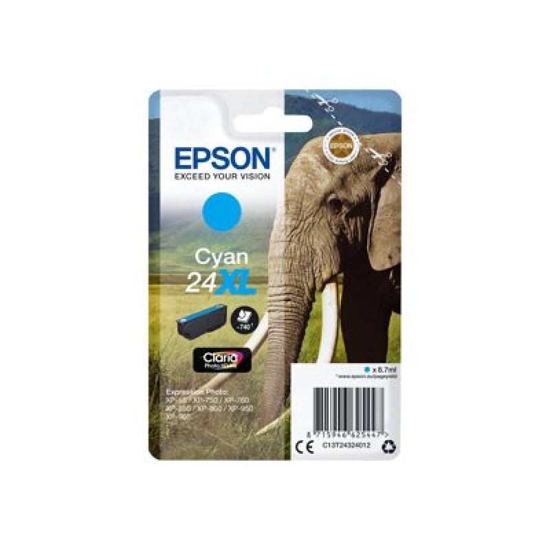 Epson 24XL - 8.7 ml - XL - azurová - originální - blistr s RF alarmem - inkoustová cartridge - pro Expression Photo XP-55, 750