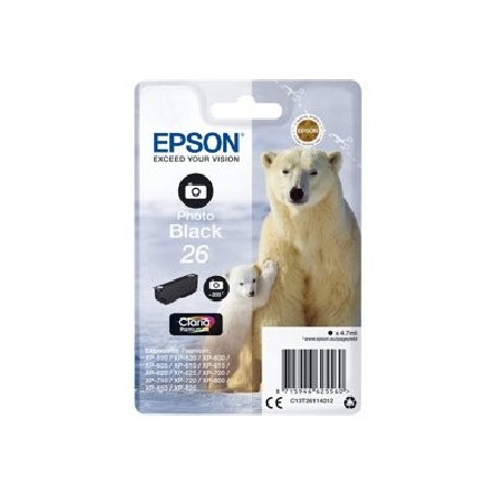 Epson 26 - 4.7 ml - foto černá - originální - blistr s RF / akustickým alarmem - inkoustová cartridge - pro Expression Premium