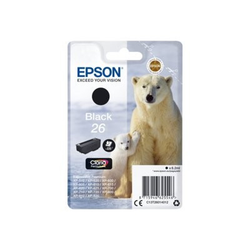 Epson 26 - 6.2 ml - černá - originální - blistr s RF / akustickým alarmem - inkoustová cartridge - pro Expression Premium